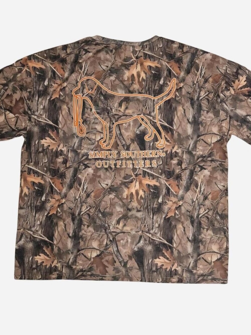 Simply Southern Men's Camo Short Sleeve Shirt Dog Holding Leash Size XXL